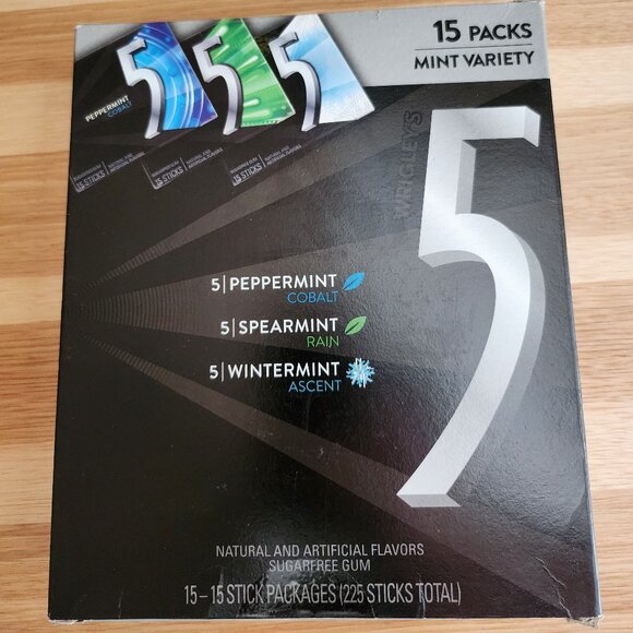 5 Gum Ascent Sugar-Free Chewing Gum Variety Pack, 15 Packs, WRIGLEY'S 15 Stick - Picture 1 of 3